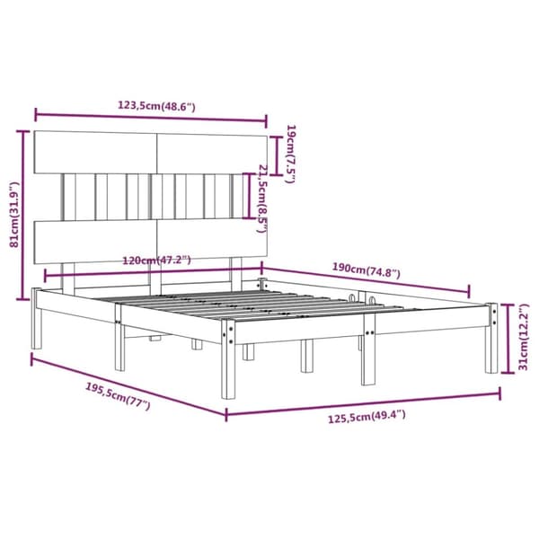 vidaXL sengeramme 120x190 cm massivt træ - Senge & sengeramme