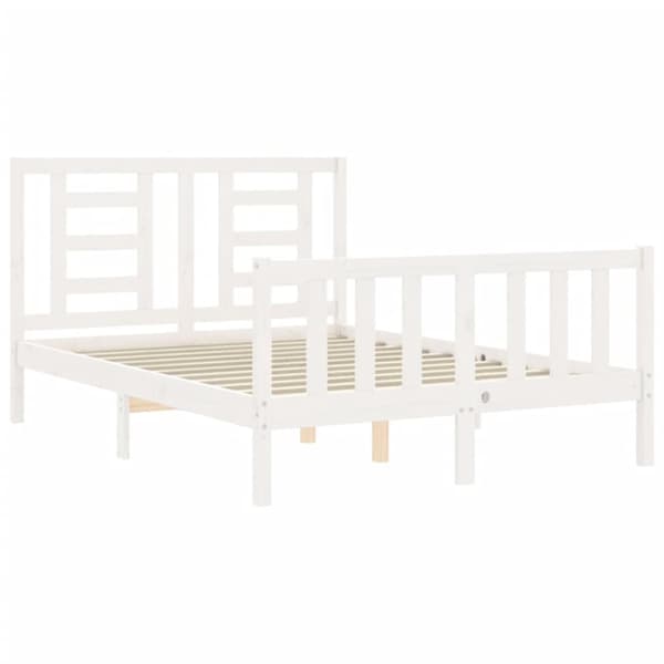 vidaXL sengeramme med sengegavl 140x190 cm massivt træ hvid - Senge & sengeramme