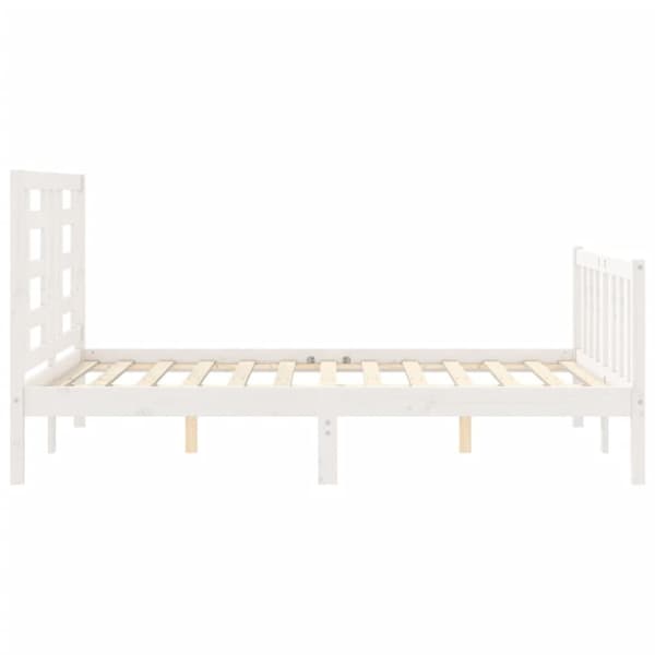 vidaXL sengeramme med sengegavl 140x190 cm massivt træ hvid - Senge & sengeramme