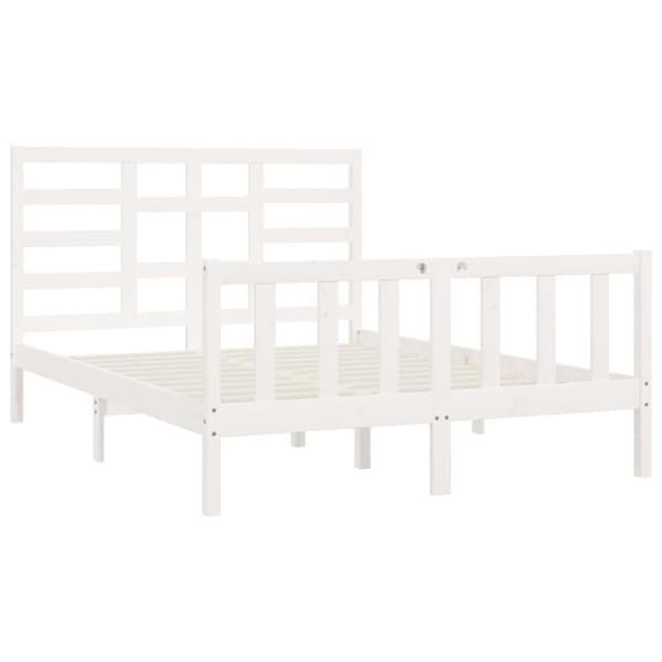 vidaXL Sängram vit massiv furu 160x200 cm -  Sängar & sängramar