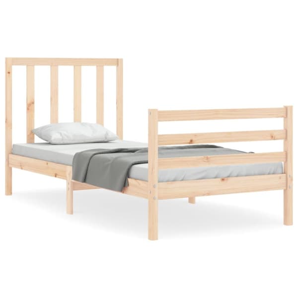 vidaXL Sängram med huvudgavel 90x200 cm massivt trä - Sängar & sängramar