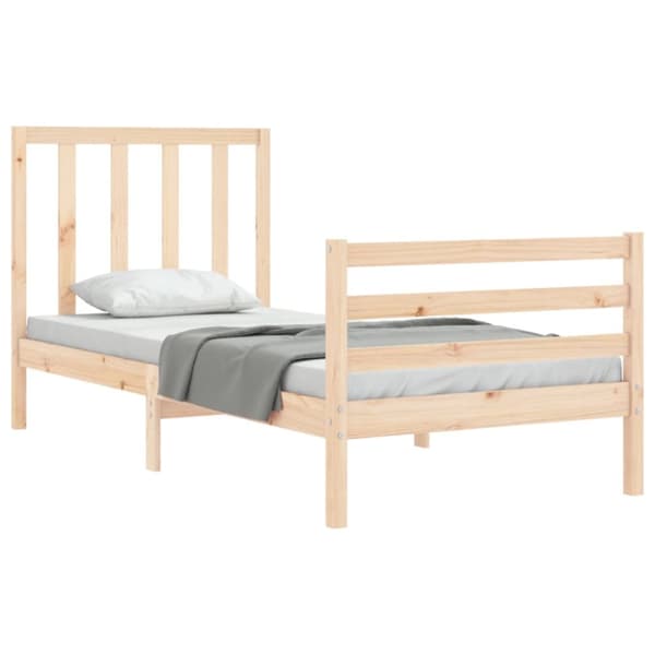 vidaXL Sängram med huvudgavel 90x200 cm massivt trä - Sängar & sängramar