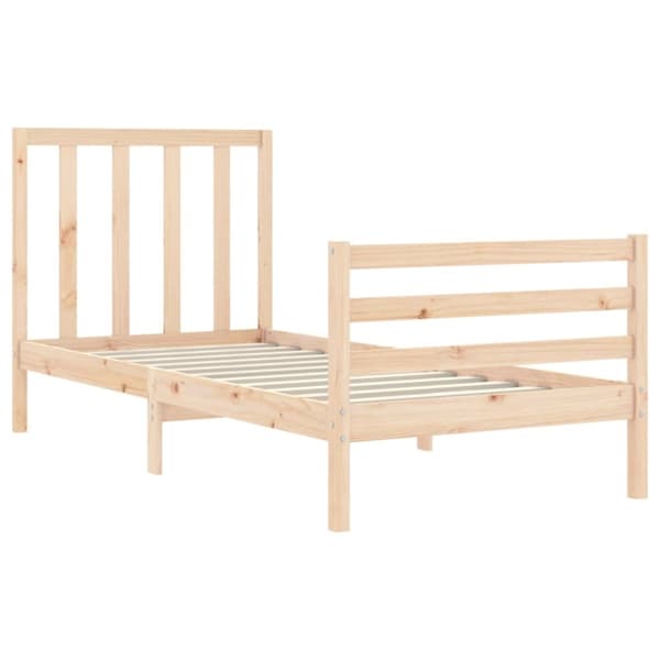 vidaXL Sängram med huvudgavel 90x200 cm massivt trä - Sängar & sängramar