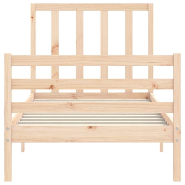 vidaXL Sängram med huvudgavel 90x200 cm massivt trä - Sängar & sängramar