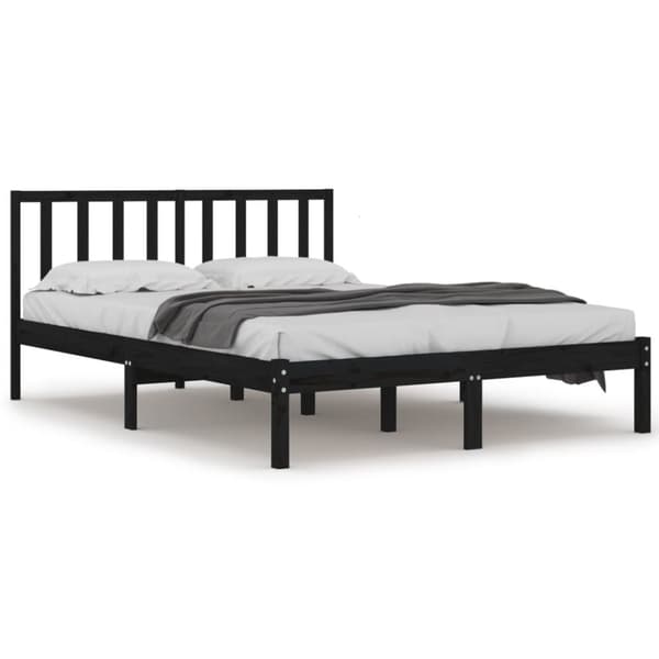 vidaXL sengeramme 200x200 cm massivt fyrretræ sort - Senge & sengeramme