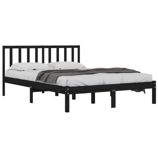 vidaXL sengeramme 200x200 cm massivt fyrretræ sort - Senge & sengeramme