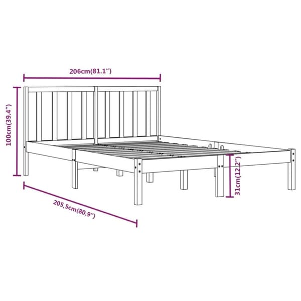vidaXL sengeramme 200x200 cm massivt fyrretræ sort - Senge & sengeramme