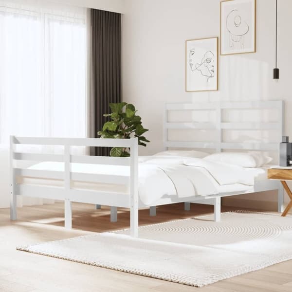 vidaXL Sängynrunko valkoinen täysi mänty 120x190 cm Small Double -  Sängyt & sängynrungot