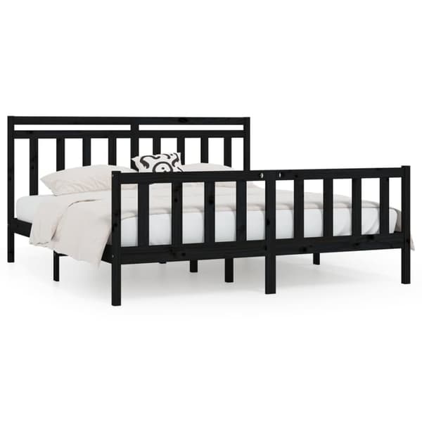 vidaXL sengeramme 200x200 cm massivt fyrretræ sort - Senge & sengeramme