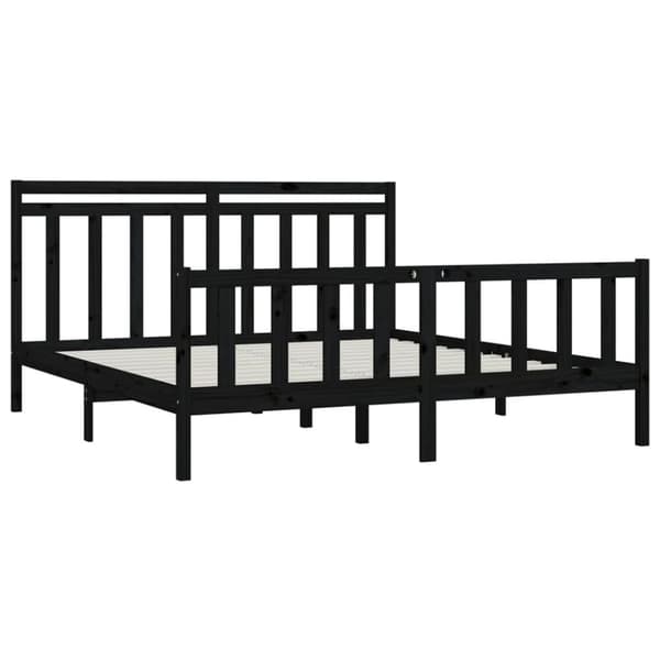 vidaXL sengeramme 200x200 cm massivt fyrretræ sort - Senge & sengeramme