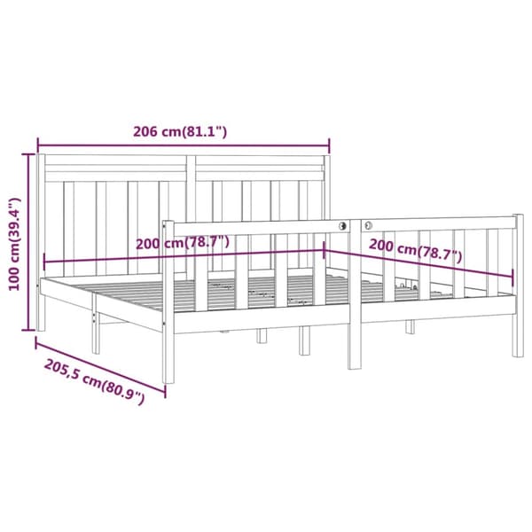 vidaXL sengeramme 200x200 cm massivt fyrretræ sort - Senge & sengeramme