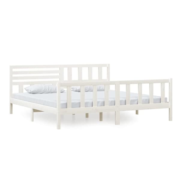 vidaXL sengeramme 200x200 cm massivt træ hvid -  Senge & sengeramme