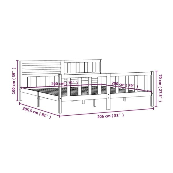 vidaXL sengeramme 200x200 cm massivt træ hvid -  Senge & sengeramme