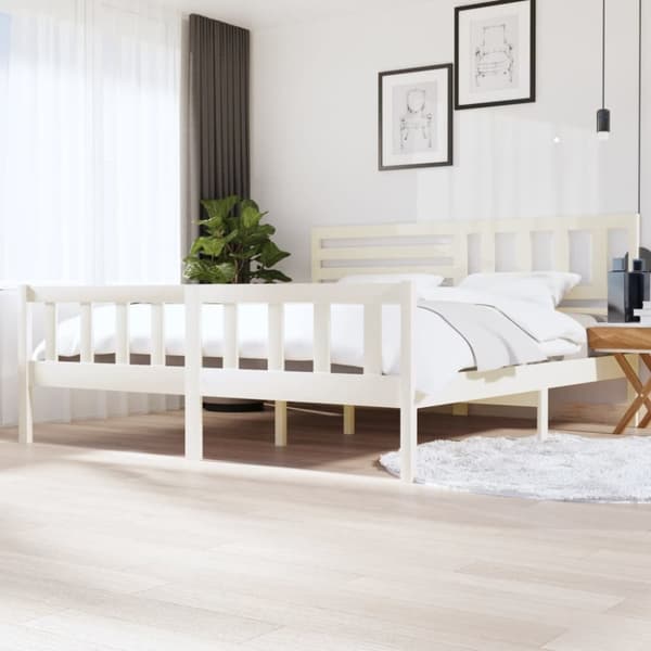 vidaXL sengeramme 200x200 cm massivt træ hvid -  Senge & sengeramme