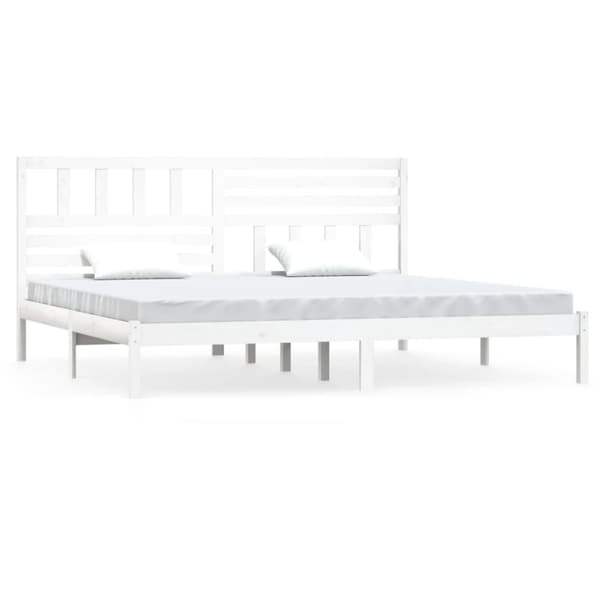 vidaXL sengeramme 200x200 cm massivt fyrretræ hvid - Senge & sengeramme