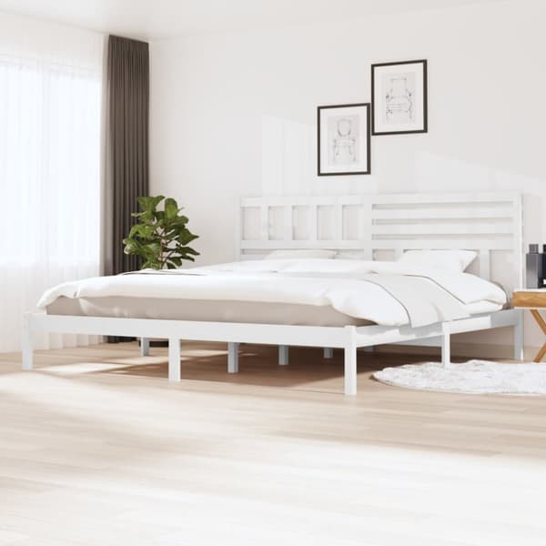 vidaXL sengeramme 200x200 cm massivt fyrretræ hvid -  Senge & sengeramme