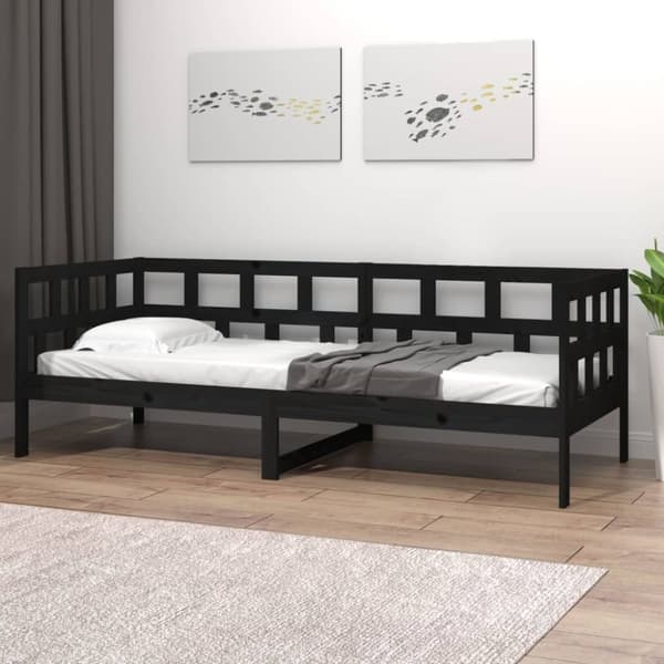 vidaXL Dagbädd svart 80x200 cm massiv furu -  Sängar & sängramar