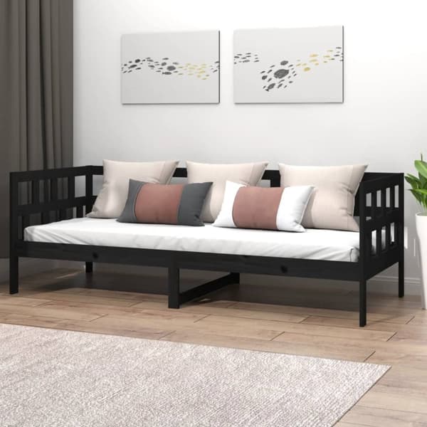 vidaXL Dagbädd svart 80x200 cm massiv furu -  Sängar & sängramar