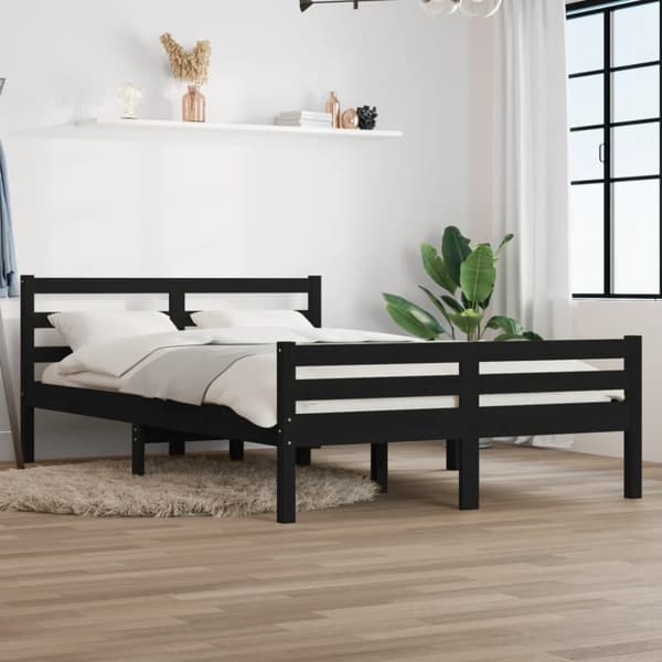 vidaXL sengeramme 160x200 cm massivt træ sort - Senge & sengeramme