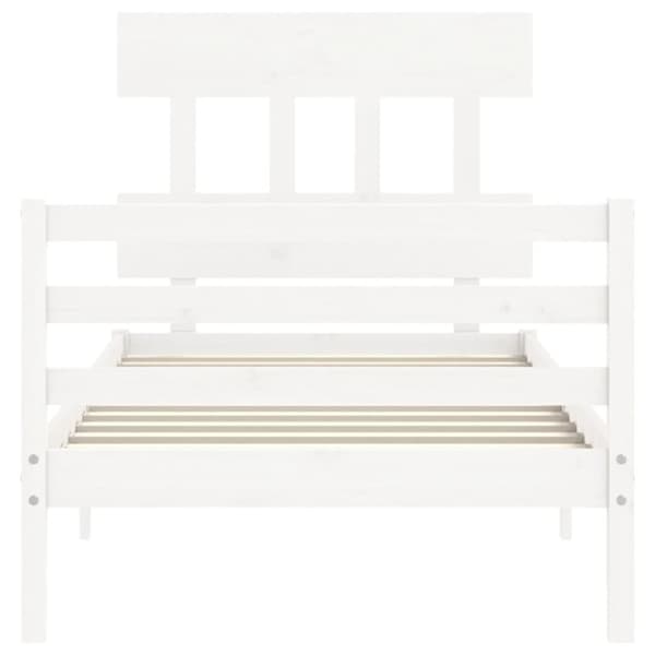 vidaXL Sängram med huvudgavel vit 90x200 cm massivt trä - Sängar & sängramar