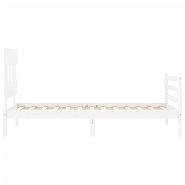 vidaXL Sängram med huvudgavel vit 90x200 cm massivt trä - Sängar & sängramar