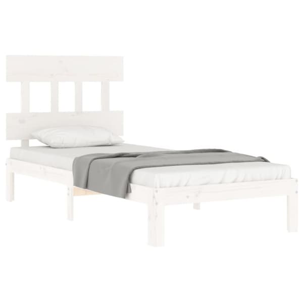 vidaXL Sängram med huvudgavel vit 90x200 cm massivt trä -  Sängar & sängramar