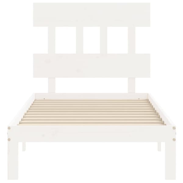 vidaXL Sängram med huvudgavel vit 90x200 cm massivt trä -  Sängar & sängramar