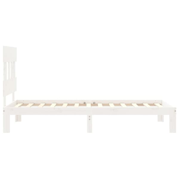vidaXL Sängram med huvudgavel vit 90x200 cm massivt trä - Sängar & sängramar