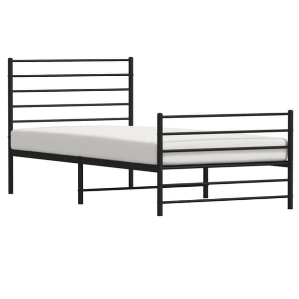vidaXL Metallinen sängynrunko päädyillä musta 90x200 cm - Sängyt & sängynrungot