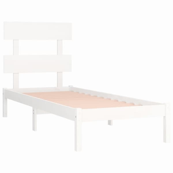 vidaXL Sängynrunko valkoinen täysi puu 90x200 cm - Sängyt & sängynrungot