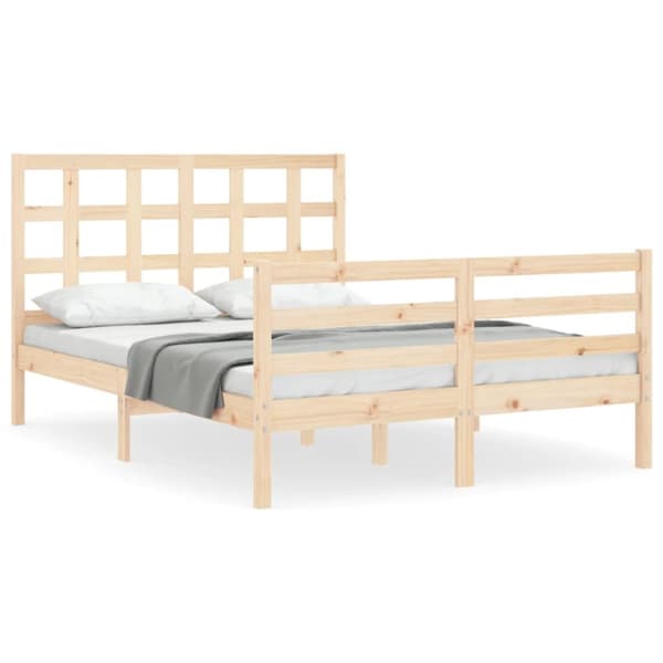 vidaXL sengeramme med sengegavl Small Double massivt træ - Senge & sengeramme