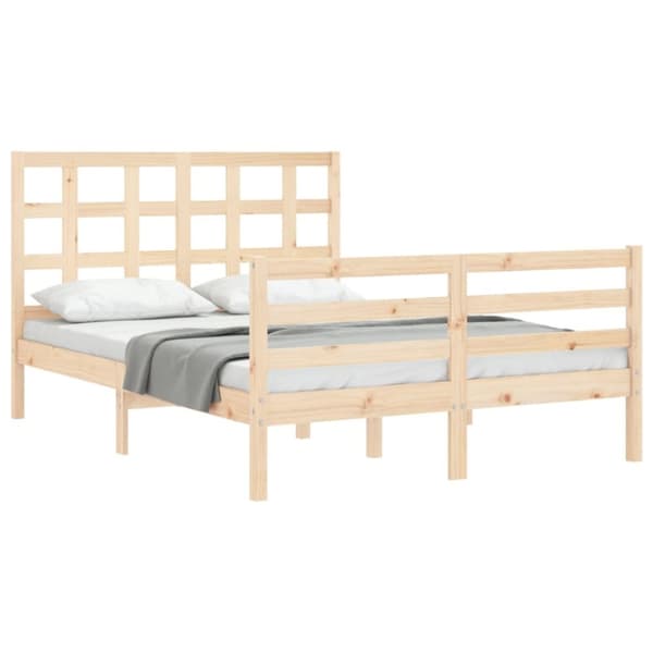 vidaXL sengeramme med sengegavl Small Double massivt træ - Senge & sengeramme