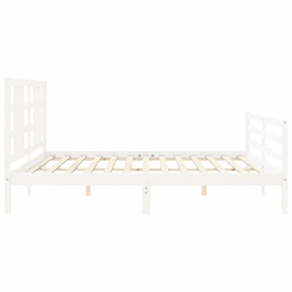 vidaXL sengeramme med sengegavl 200x200 cm massivt træ hvid -  Senge & sengeramme
