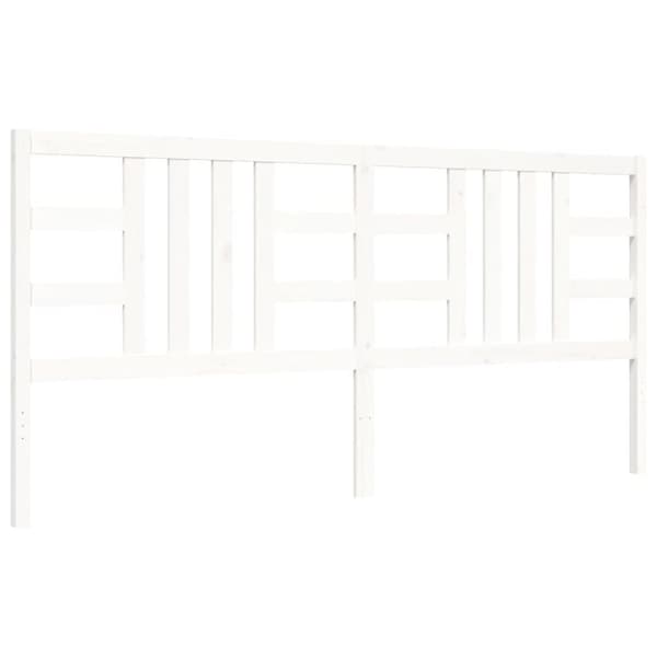 vidaXL sengeramme med sengegavl 200x200 cm massivt træ hvid - Senge & sengeramme
