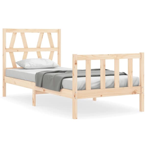 vidaXL sengeramme med sengegavl 90x200 cm massivt træ -  Senge & sengeramme