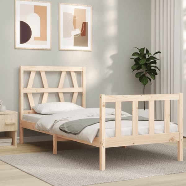 vidaXL sengeramme med sengegavl 90x200 cm massivt træ -  Senge & sengeramme