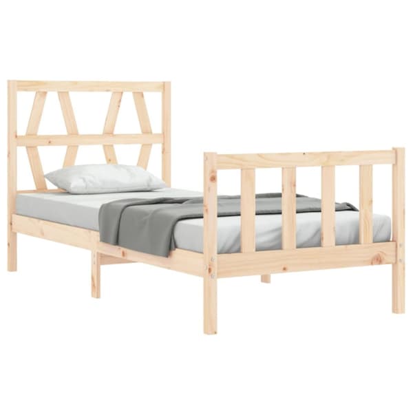 vidaXL sengeramme med sengegavl 90x200 cm massivt træ -  Senge & sengeramme