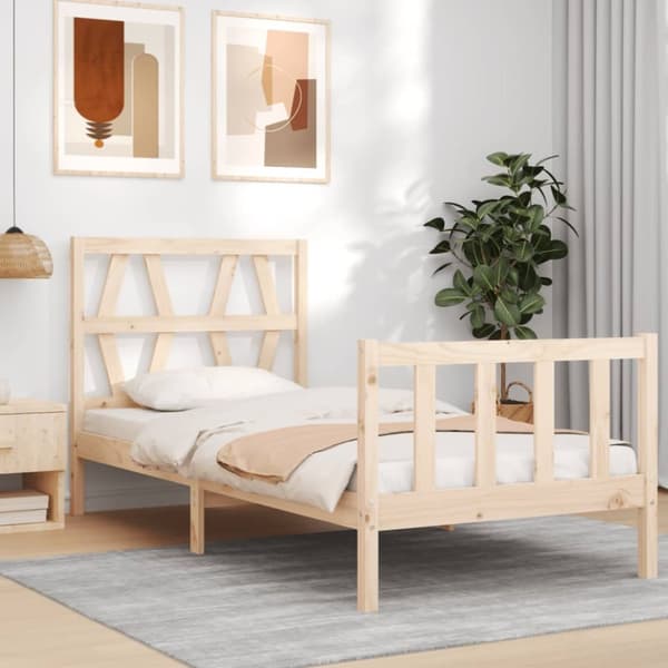 vidaXL sengeramme med sengegavl 90x200 cm massivt træ -  Senge & sengeramme