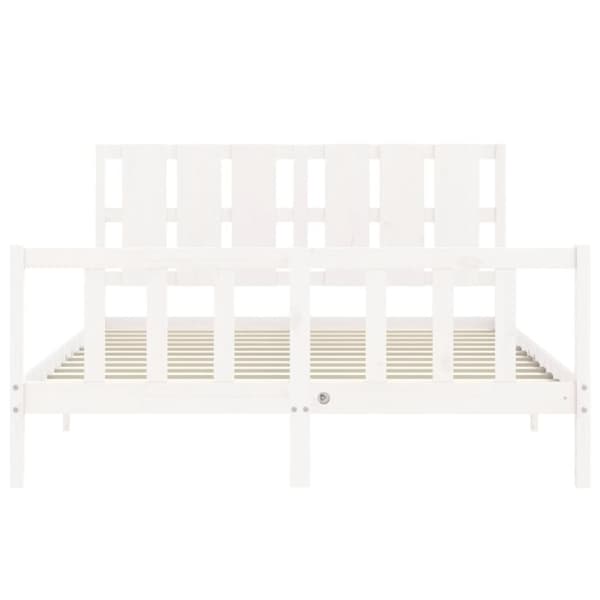 vidaXL sengeramme med sengegavl 160x200 cm massivt træ hvid - Senge & sengeramme
