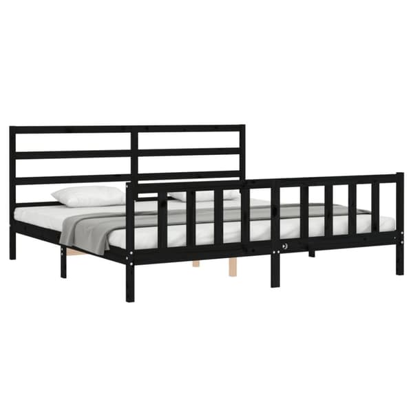 vidaXL sengeramme med sengegavl 200x200 cm massivt træ sort - Senge & sengeramme