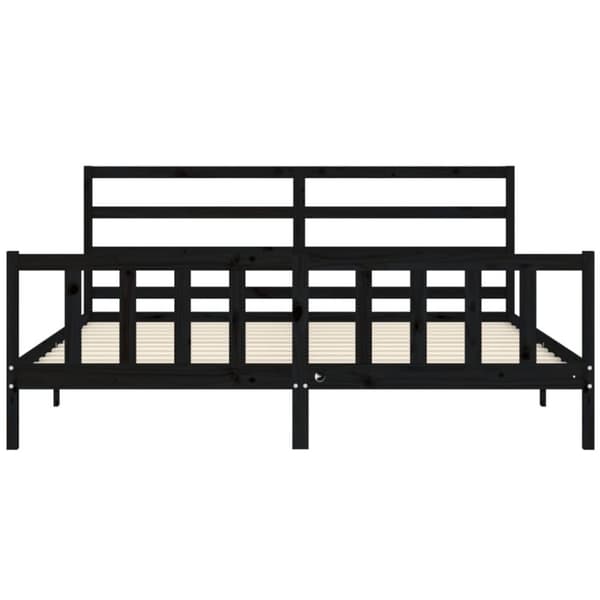 vidaXL sengeramme med sengegavl 200x200 cm massivt træ sort - Senge & sengeramme
