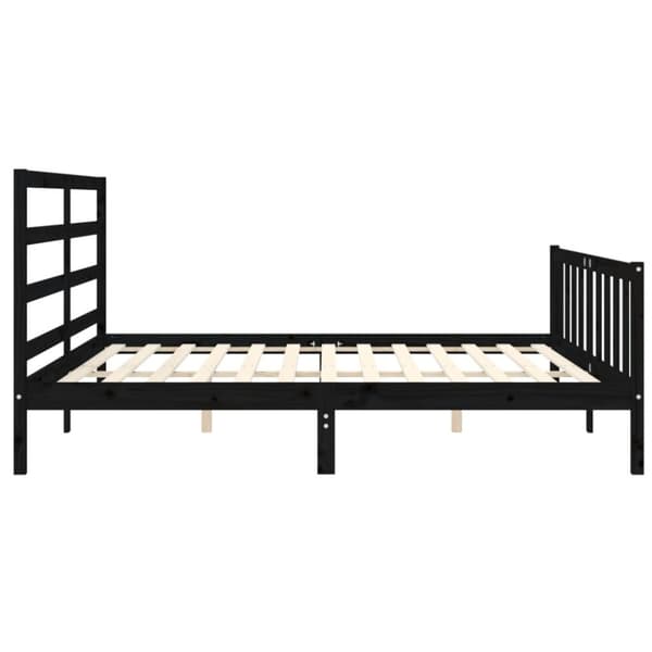 vidaXL sengeramme med sengegavl 200x200 cm massivt træ sort - Senge & sengeramme