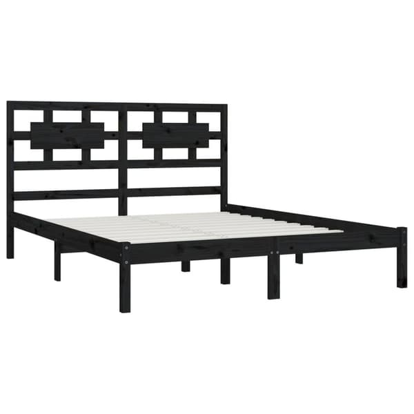 vidaXL sengeramme 200x200 cm massivt fyrretræ sort - Senge & sengeramme