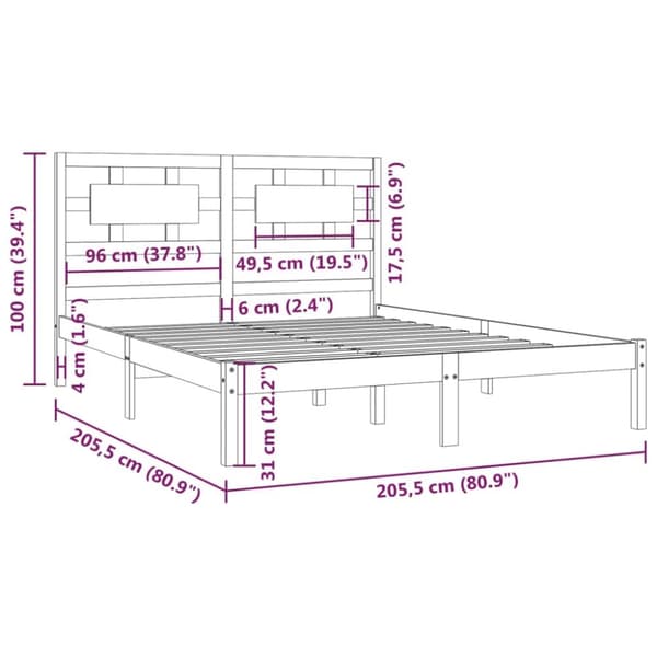 vidaXL sengeramme 200x200 cm massivt fyrretræ sort - Senge & sengeramme