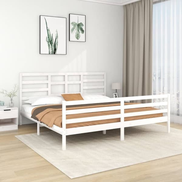 vidaXL Sängynrunko valkoinen täysi puu 200x200 cm -  Sängyt & sängynrungot