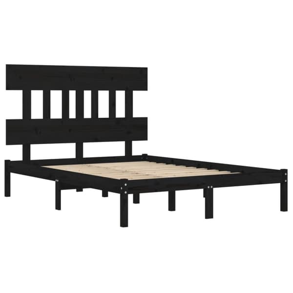 vidaXL Sängynrunko musta täysi puu 140x190 cm -  Sängyt & sängynrungot