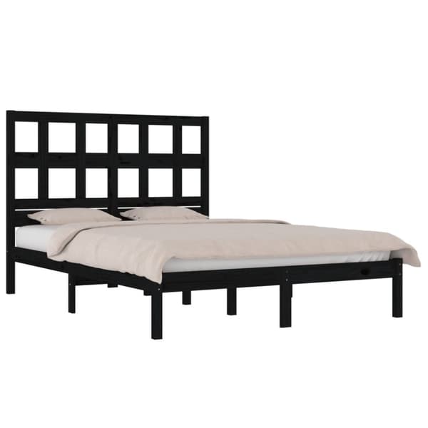 vidaXL sengeramme 200x200 cm massivt fyrretræ sort - Senge & sengeramme