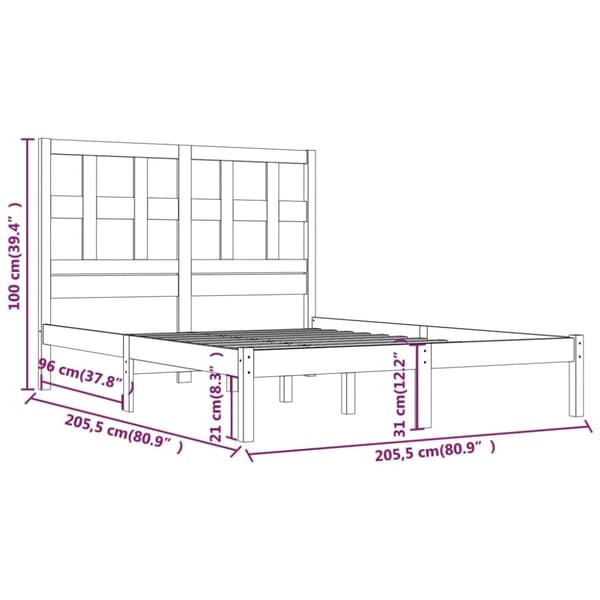 vidaXL sengeramme 200x200 cm massivt fyrretræ sort - Senge & sengeramme