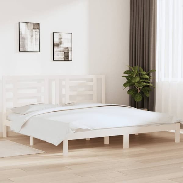 vidaXL sengeramme 200x200 cm massivt fyrretræ hvid - Senge & sengeramme