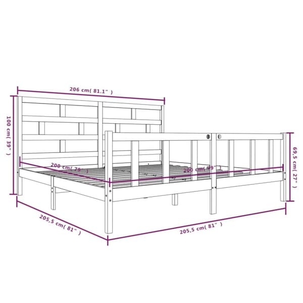 vidaXL sengeramme 200x200 cm massivt fyrretræ - Senge & sengeramme